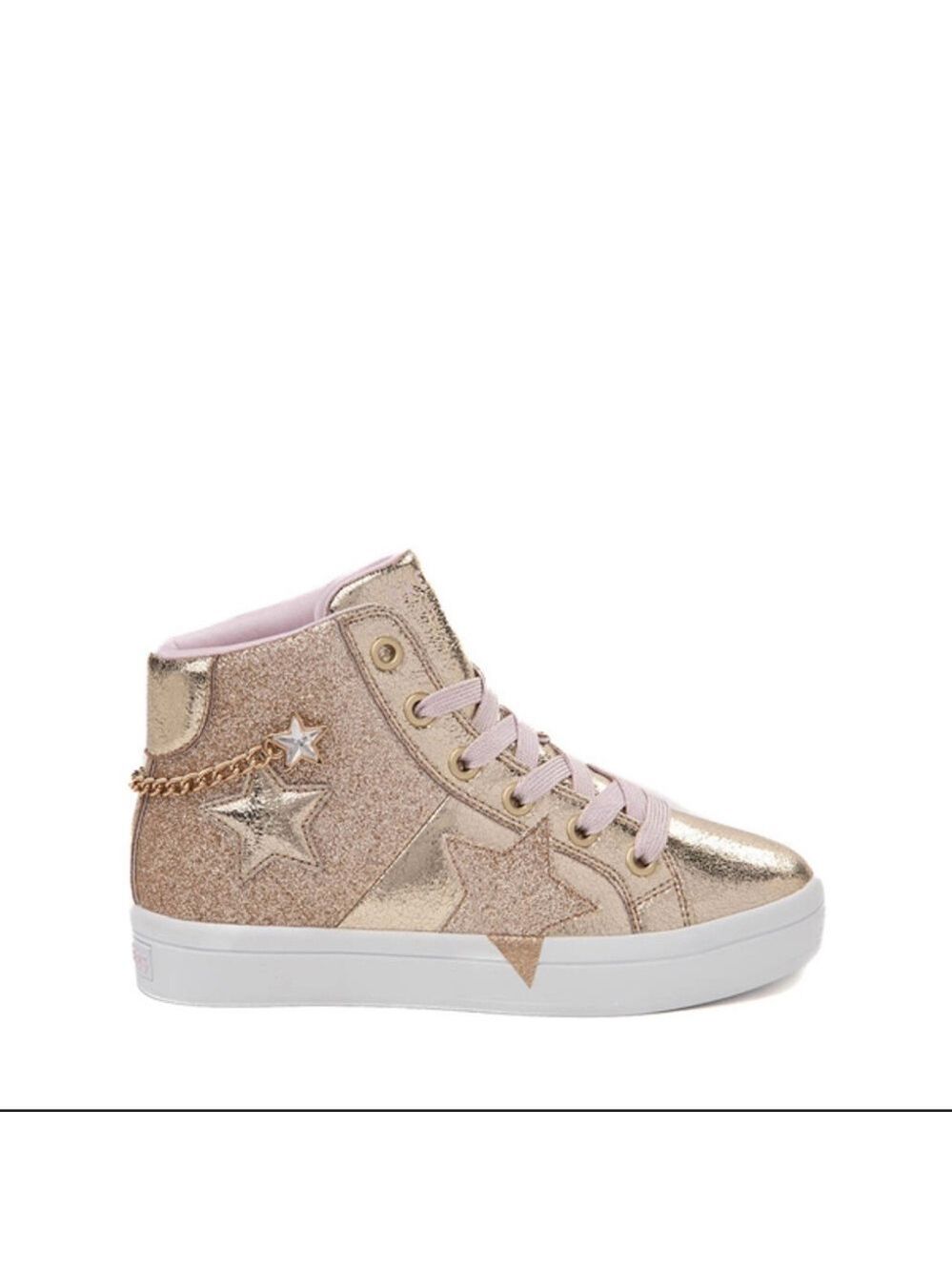 Skechers Girl 4.5 Hi Lite Stellar Shine Sneakers Pink Rose Gold Glitter